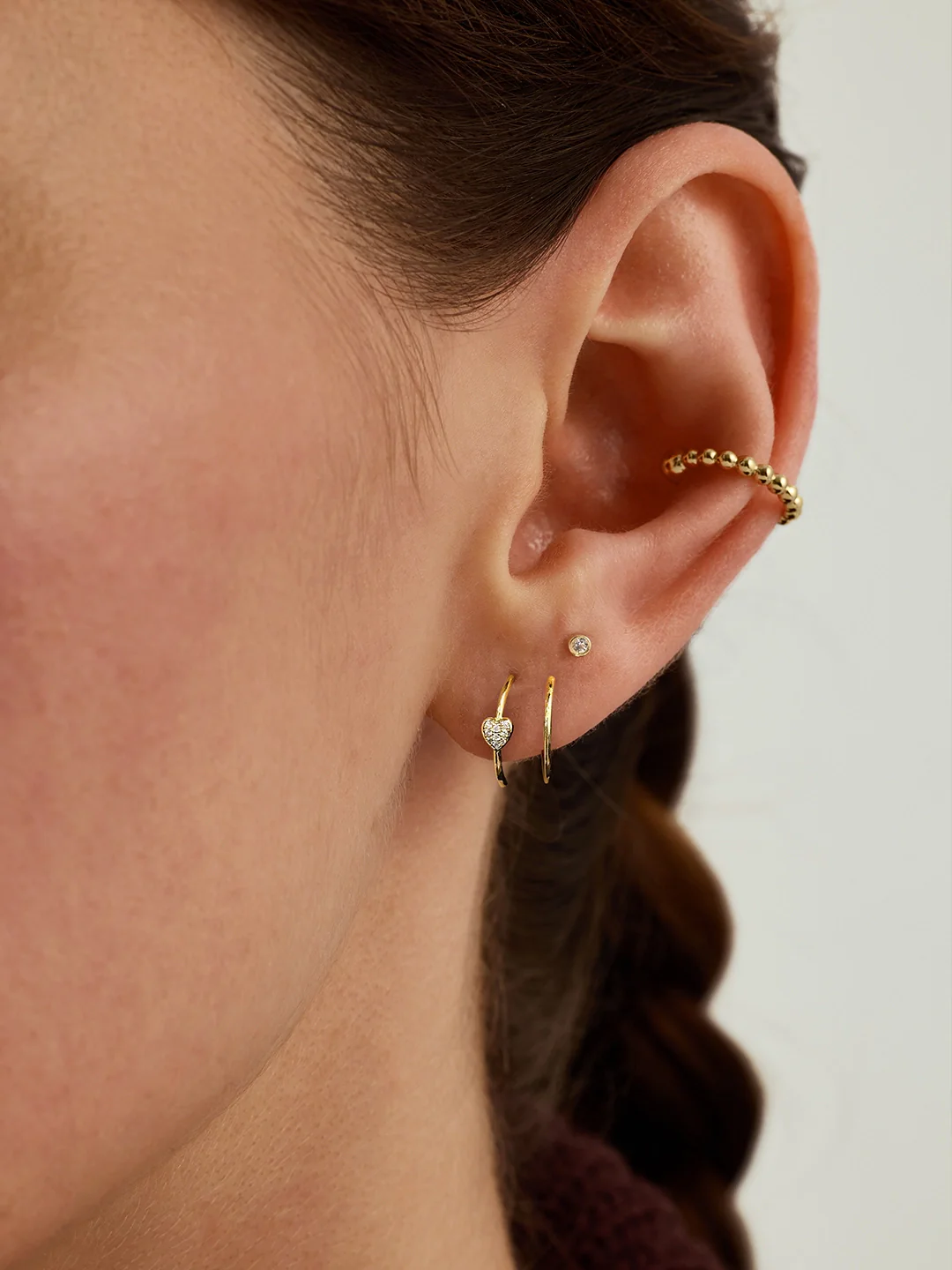 Pave Heart Double Hoops