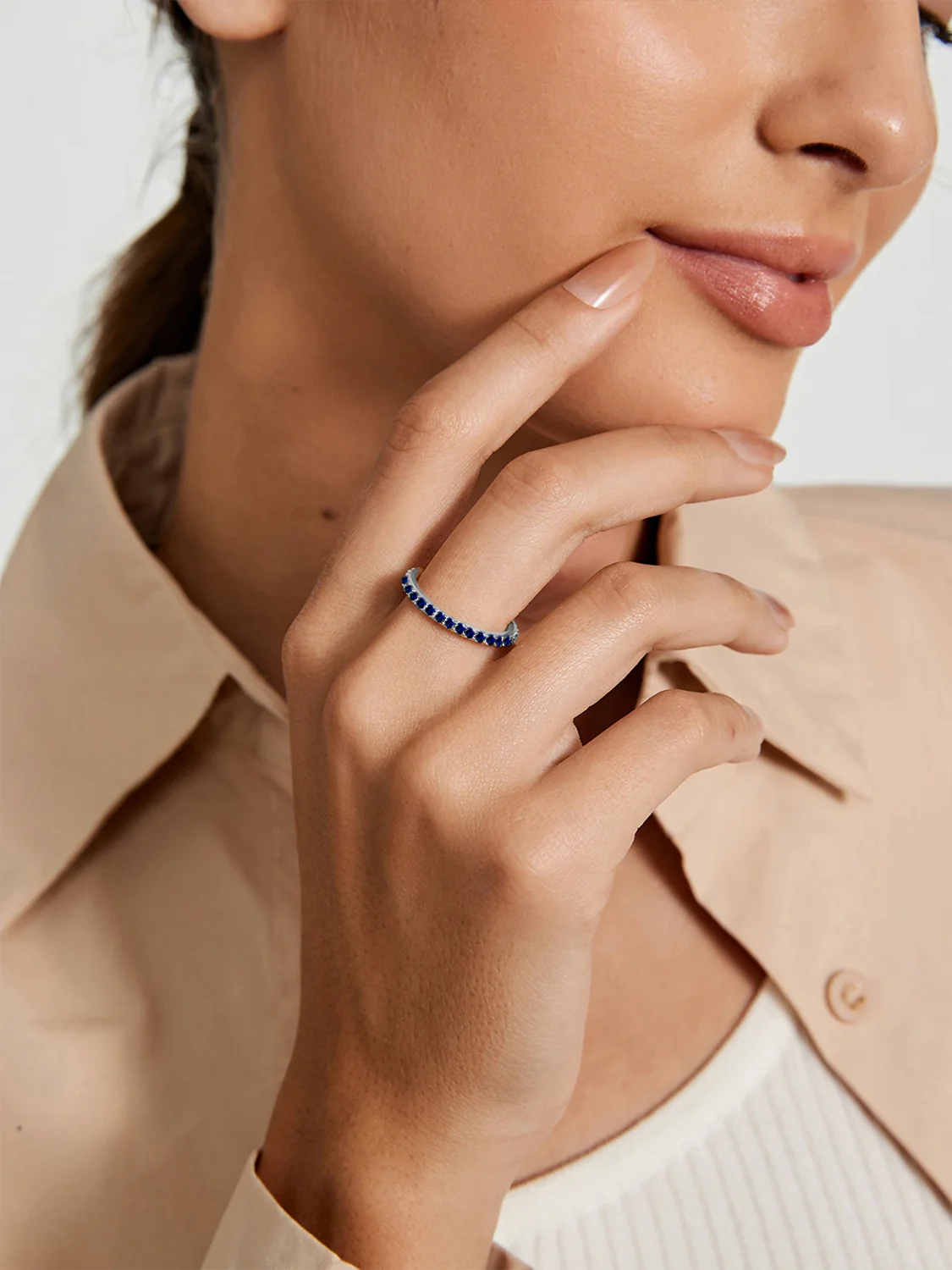 Blue Sapphire Eternity Band Ring