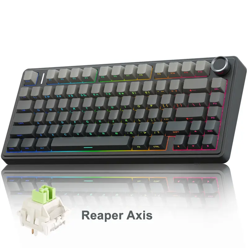 75% Layout Wireless Mechanical Keyboard, Gasket Mount RGB Backlit Gaming Keyboard, Hot Swappable Switches with Volume Knob, Bluetooth 2.4G USB-C Wired Modes, 4000mAh Rechargeable Battery for PC Laptop Gaming