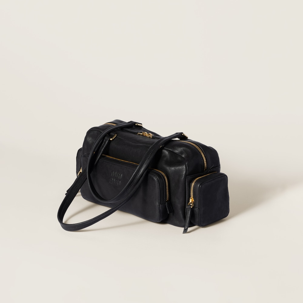 Pocket washed nappa leather bag