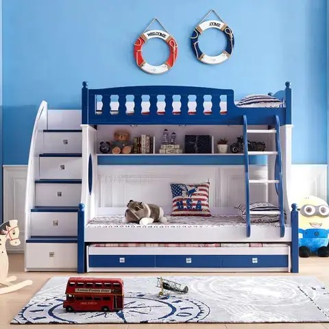 Bunk beds for boys and girls ages 5 to 8 bedroom pink blue Castle Pirate beds