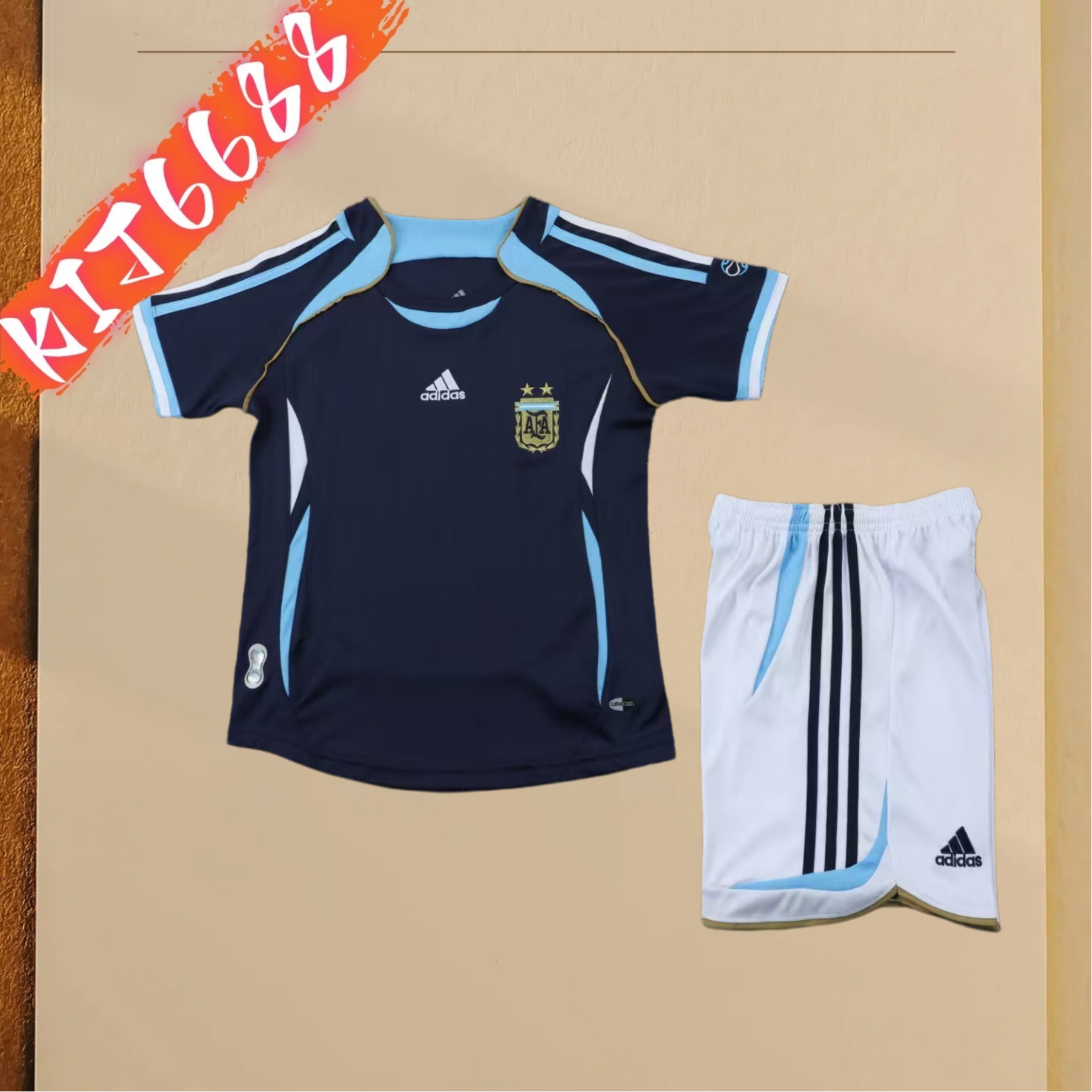 2006 Argentina Away Retro  Football Shirt ( Kids Kit )