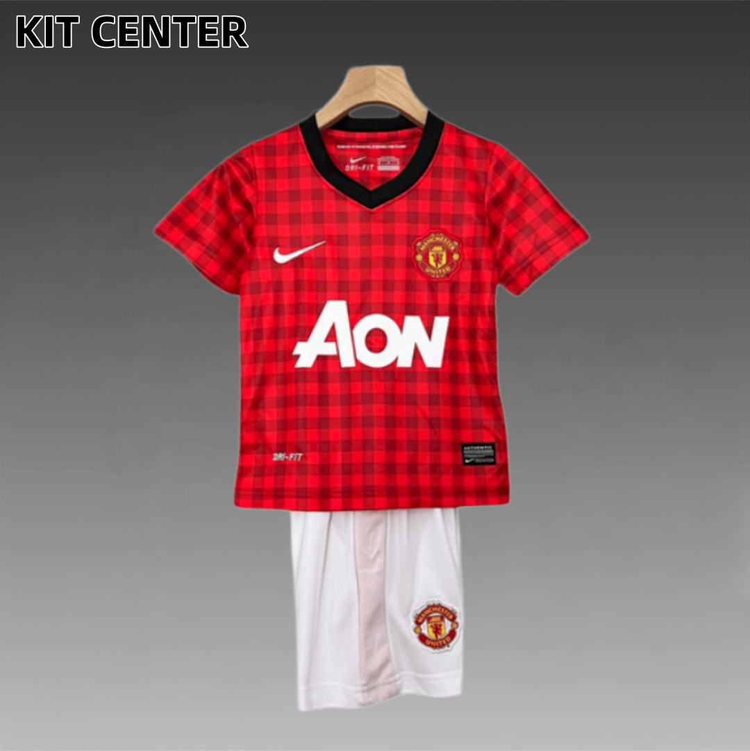 12/13 Manchester United home ground Retro Football Soccer Kids Kit