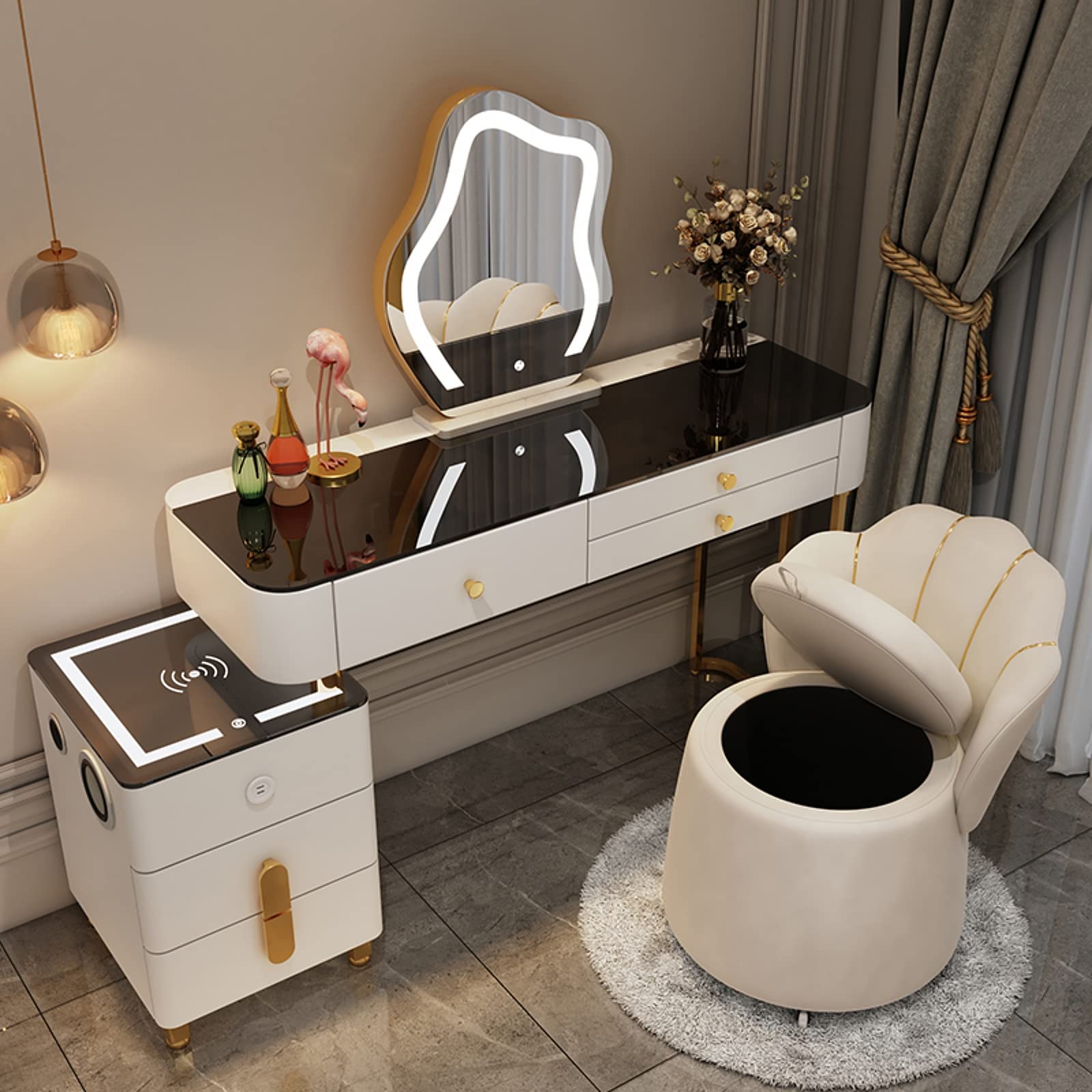 Vanity Set Makeup Vanity Desk with Charging Station and Bluetooth Speaker