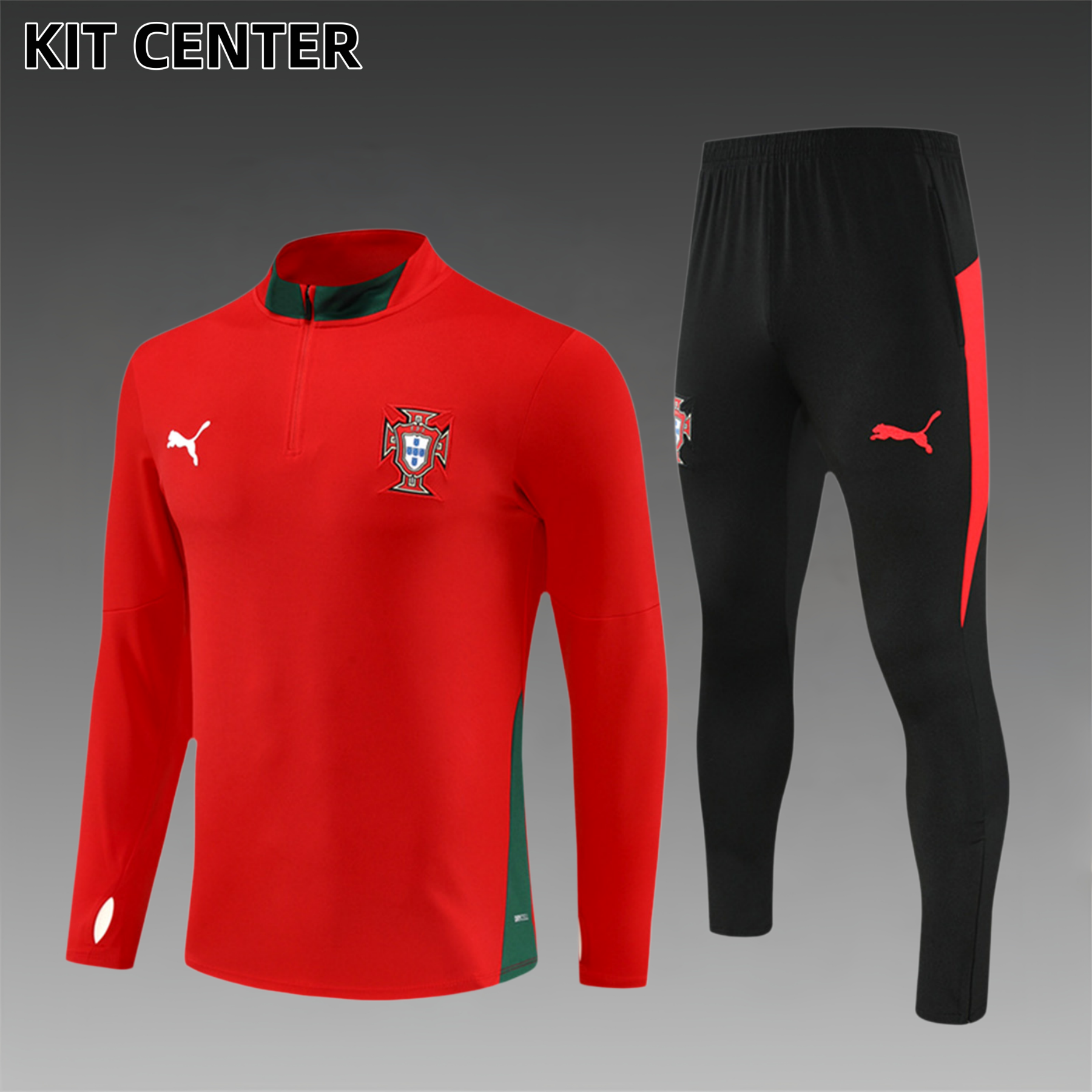 2025/2026 Portugal Kids Half Zip Training Clothes (Kids Kit)
