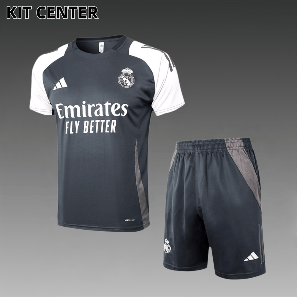 2024/2025 Real Madrid Grey Adult Short Sleeve Training Suit (Adult Kit)