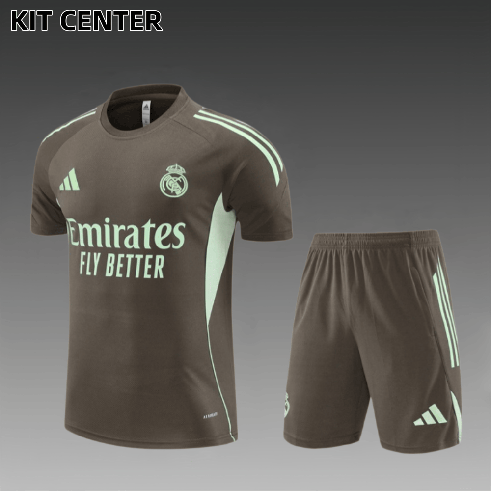 25/26 Real Madrid khaki Short Sleeve Training Wear ( Adult kit Kids )