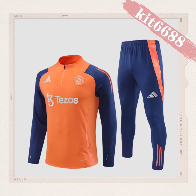 24/25 Manchester United orange Half Zip Training Kit (Adult Kids Kit)