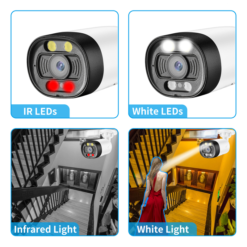 Gadinan H.265+ 8MP POE IP Camera Smart Two-way Audio Color Night Vision 4K 5MP Outdoor Camera for Security Surveillance System
