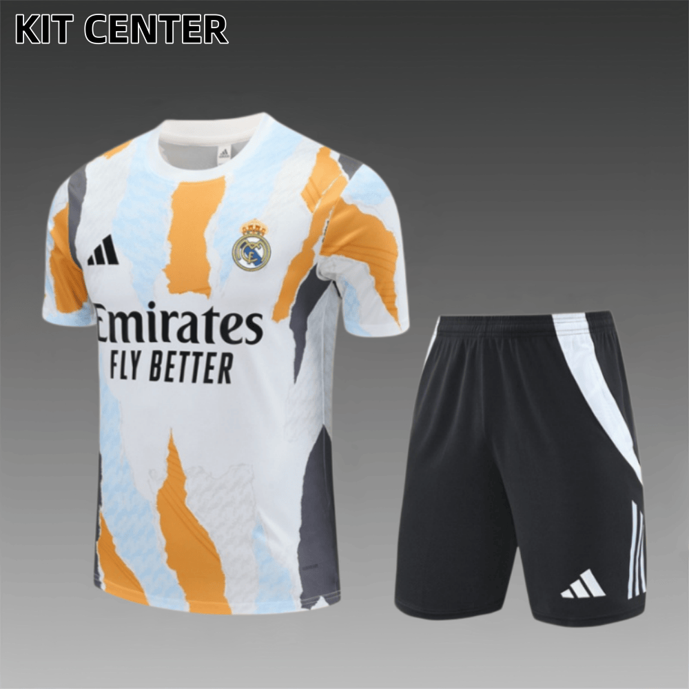 24/25 Real Madrid yellowish-whiteShort Sleeve Training Wear ( Adult kit Kids )
