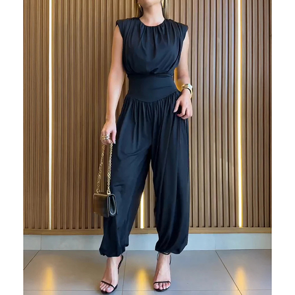 ZIJSPLIT MOUWLOZE JUMPSUIT