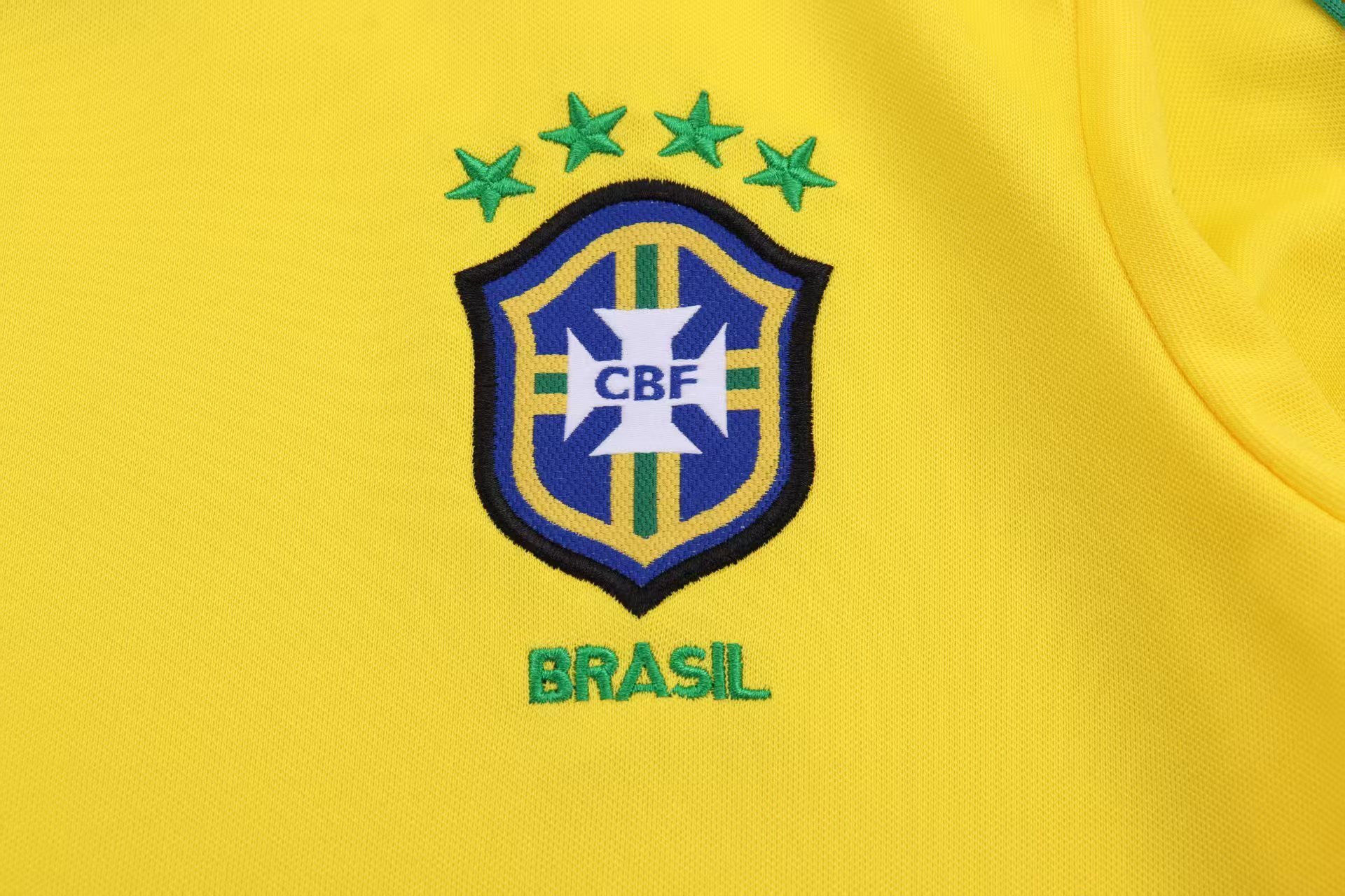 1998 Brazil home Retro long sleeves Kids Kit