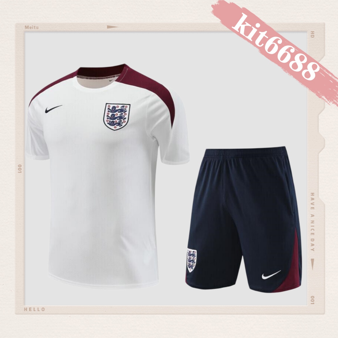 24/25 England white Adult Short Sleeve Training Wear ( Adult kit Kids )