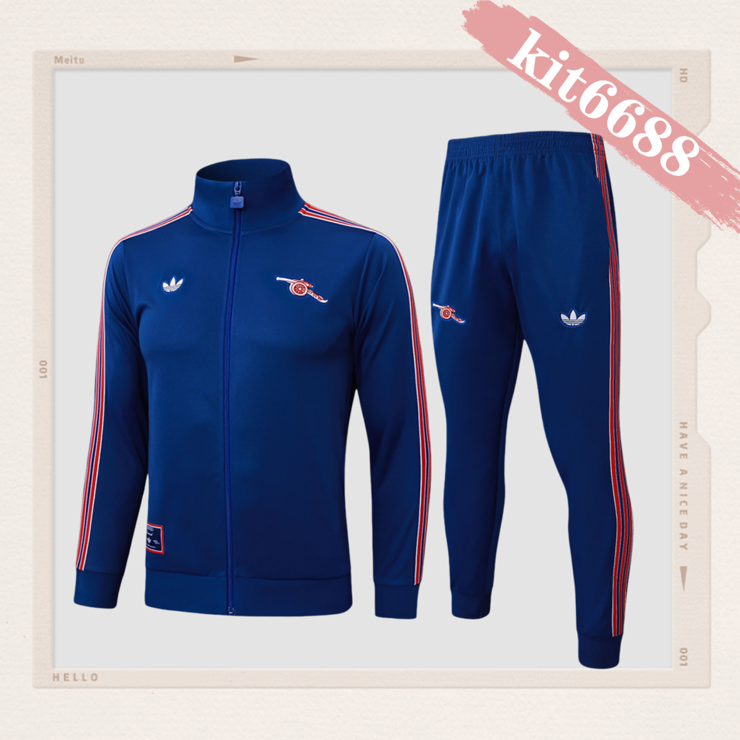 2025/2026 Arsenal Dark Blue Kids Full Zip Training Wear (Kids Kit)