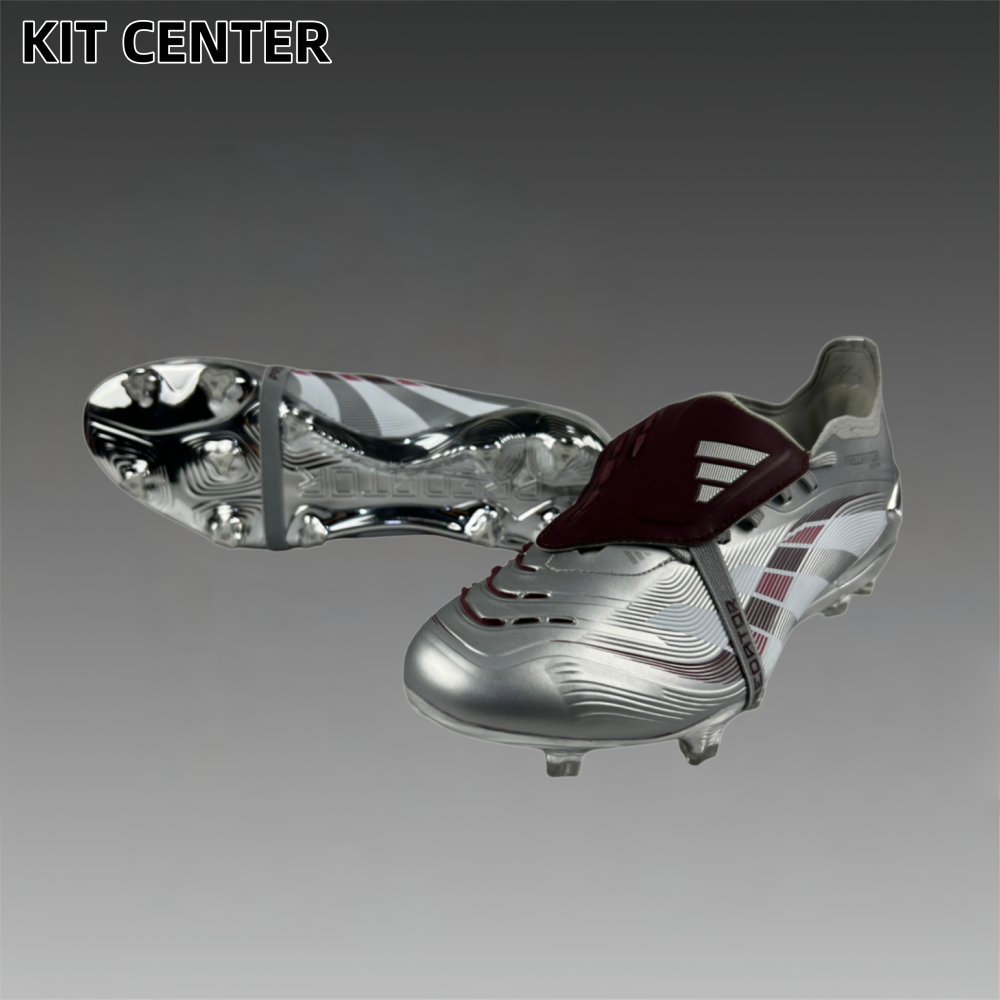A Predator Elite Fold-over Tongue FG Jude Bellingham Chrome Dream - Silver Metallic/Legacy Burgundy/Maroon LIMITED EDITION