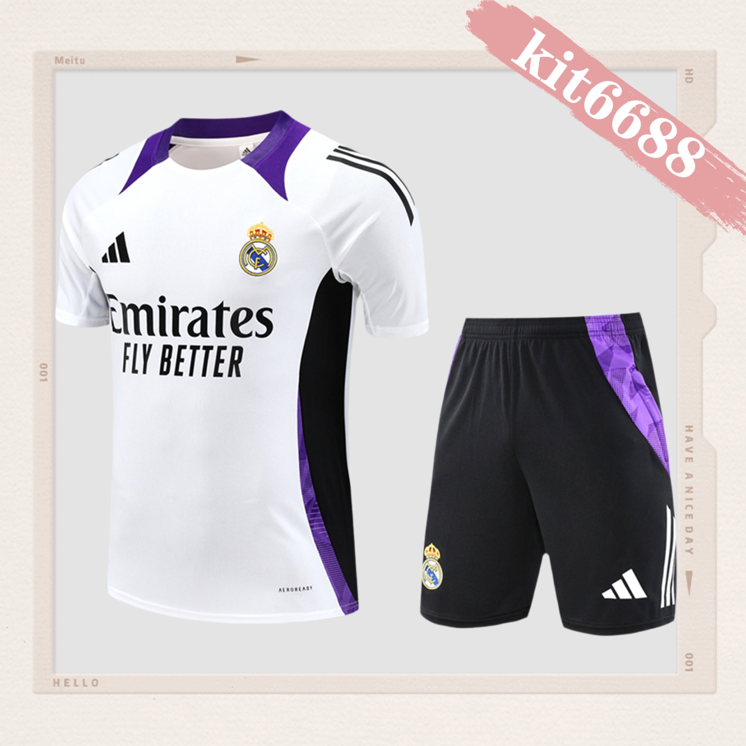 2024/2025 Real Madrid Purple Children's Short Sleeve Training Suit (Kids Kit)