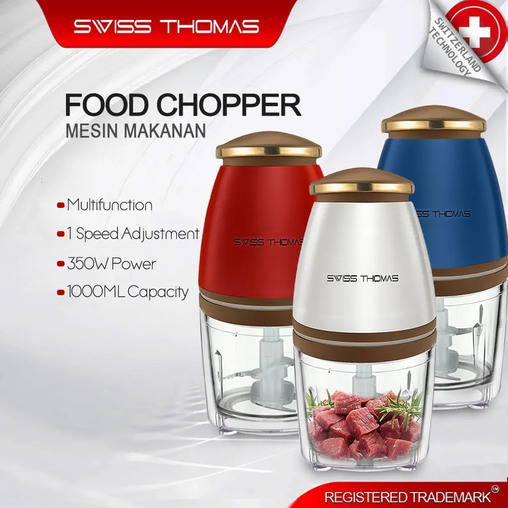 Swiss Thomas Multi-Functional Electric Baby Food Processor Blender Chopper 1000ml 4-Blades Garlic Chilli Food Grinder