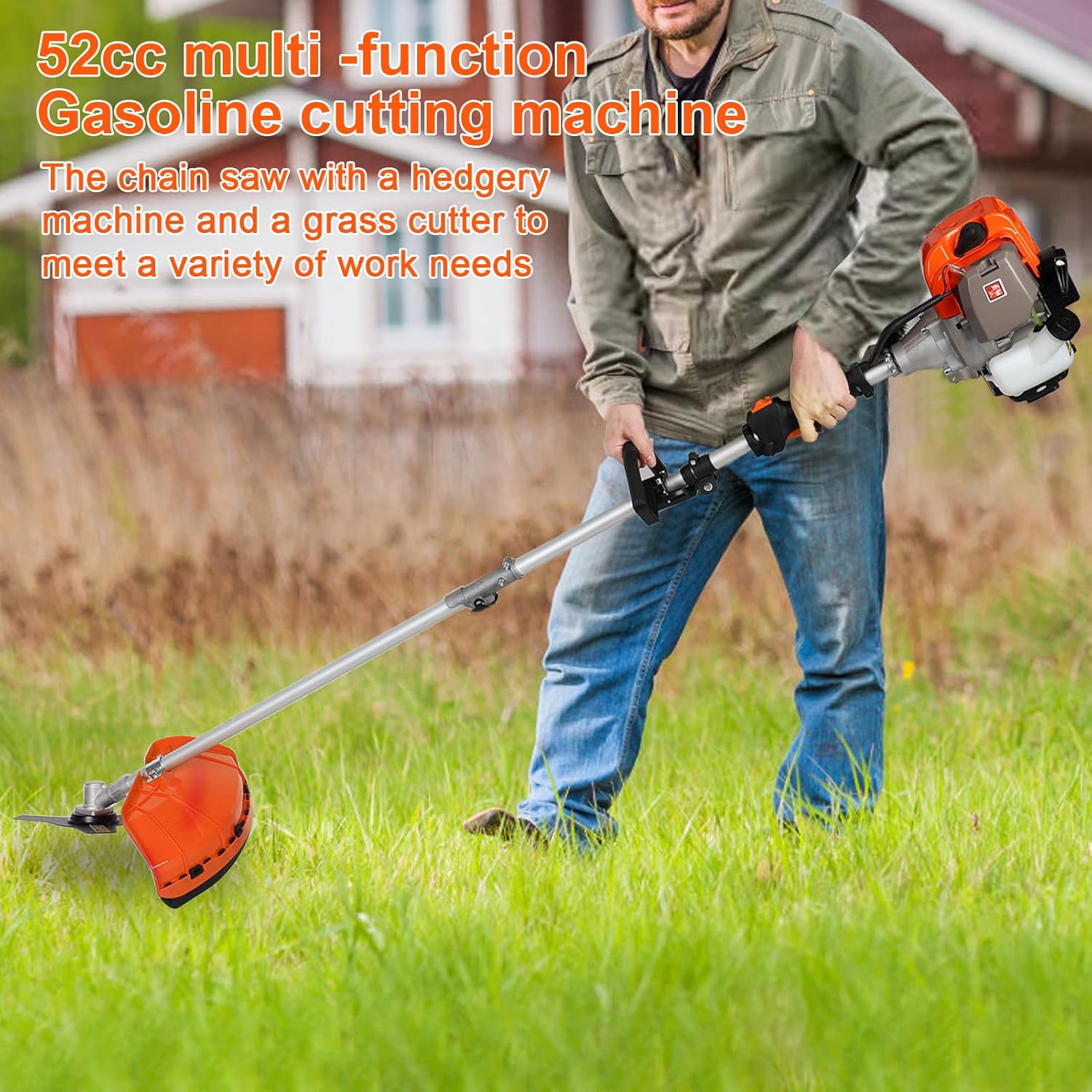 5 in 1 52cc 2-Stroke Gas Grass Trimmer Chainsaw