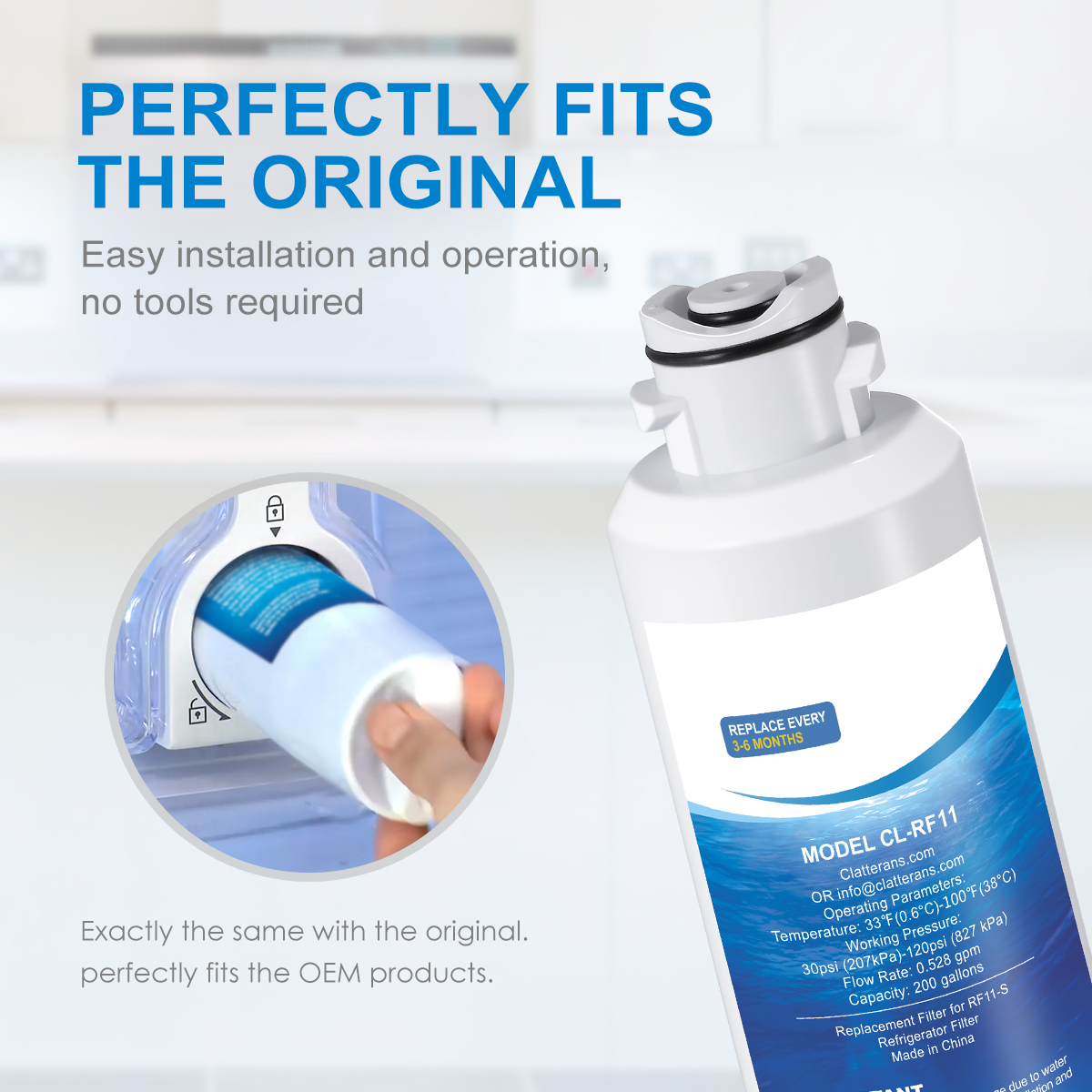 Clatterans CL-RF11 Replacement for Frigidaire EPTWFU01C, 3-Pack