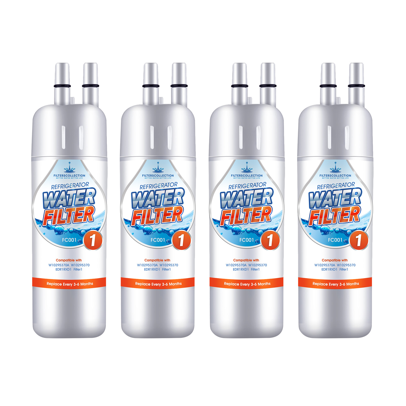 Replacement Refrigerator Water Filter 1 for Edr1rxd1 Whr1rxd1 P8rfwb2l P4rfwb W10295370a 4 Packs