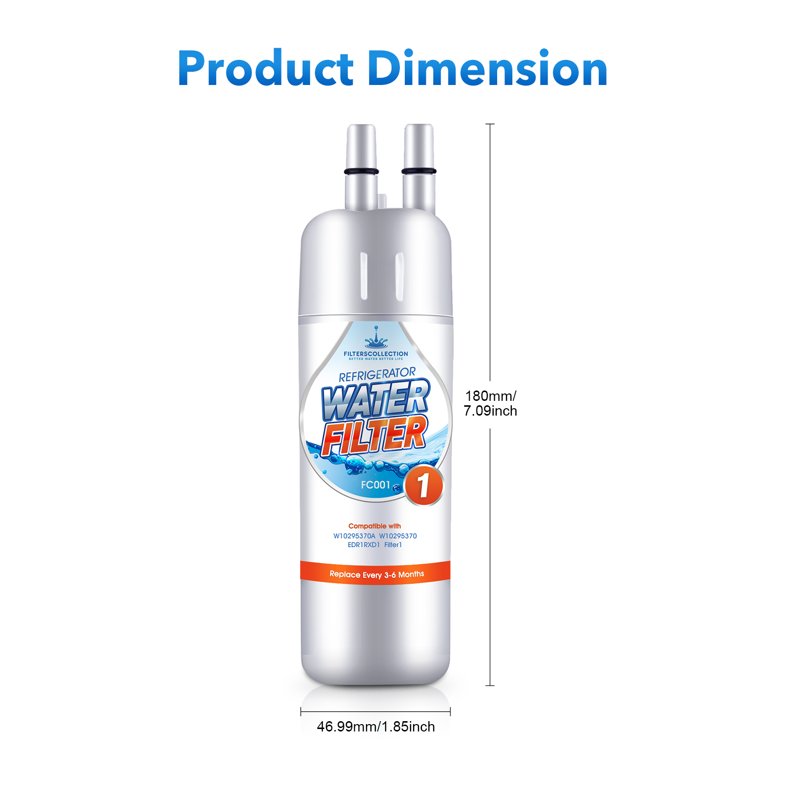 Replacement Refrigerator Water Filter for Edr1rxd1 W10295370a P8rfwb2l 9081 Filter 1 Whr1rxd1 W11602565 3 Packs