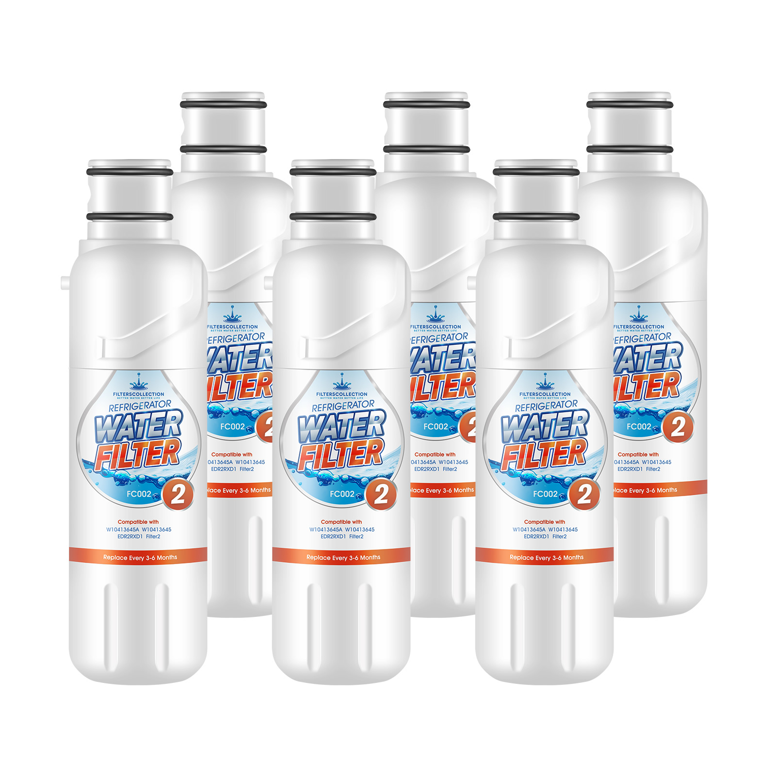 Replacement Refrigerator Water Filter for EDR2RXD1 W10413645A P9rfwb2l 6 Packs