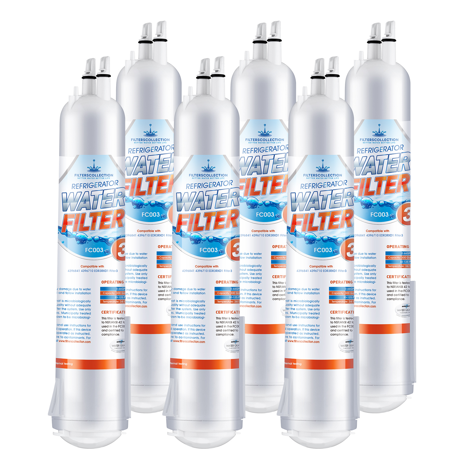 Edr3rxd1 Replacement Filter 3 P2rfwg2  Water Filter AP5983563 4396841 6 Packs