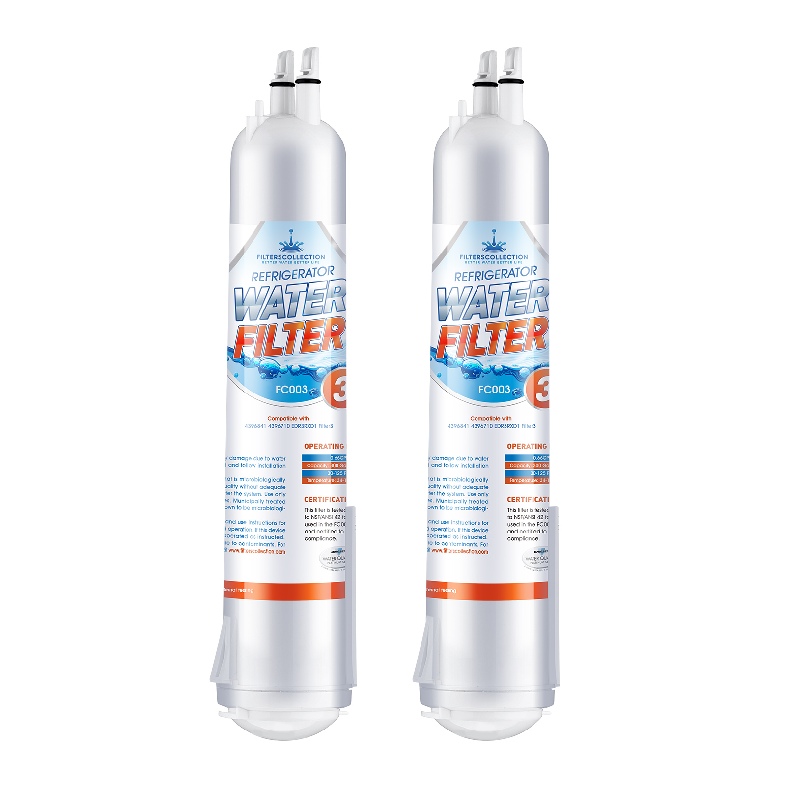 EDR3RXD1 Replacement Water Filter 3 for 4396841 Water Filter 4396710 Gp003 by Filterscollection 2 Packs