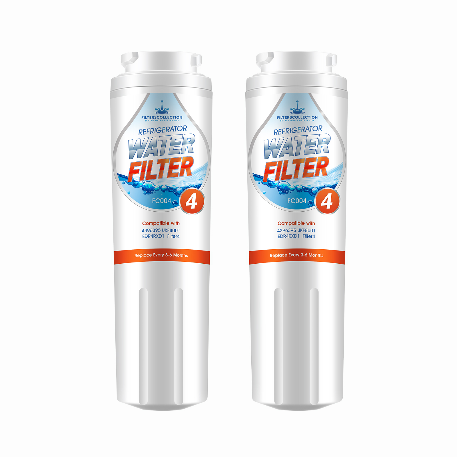 Ice and Water Refrigerator Filter 4 Edr4rxd1 for 4396395 Wp400 4396395 2 Packs