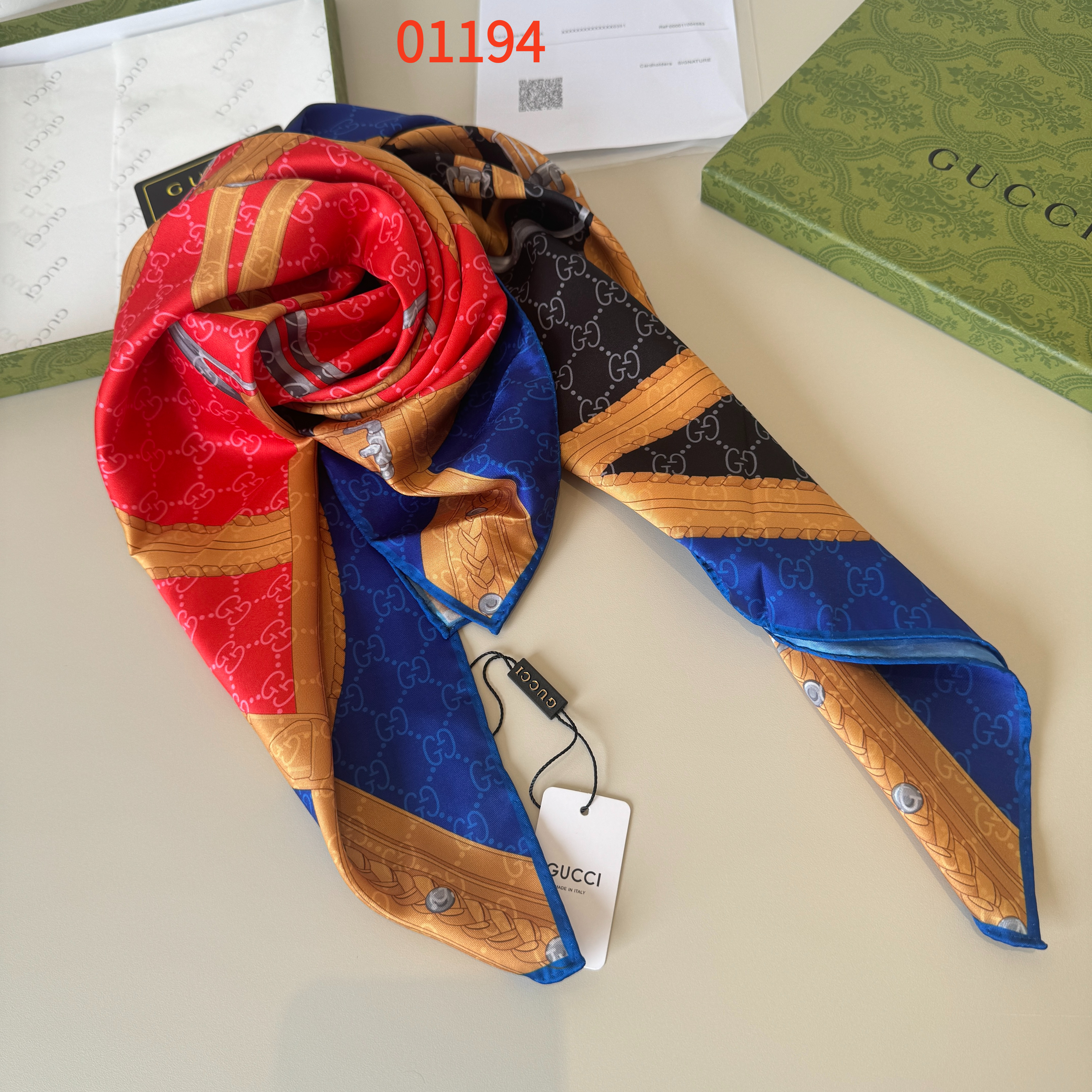 Luxury Scarf, 90*90cm, Without Box, SG38 01194 01195 01196 - qinlai888