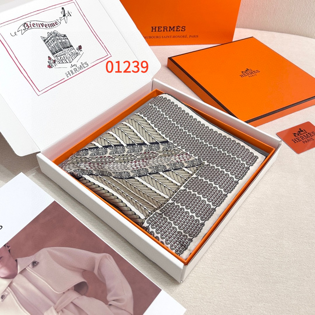 Luxury Scarf, 90*90cm, Without Box, SH43 01239 01240 01241 - qinlai888