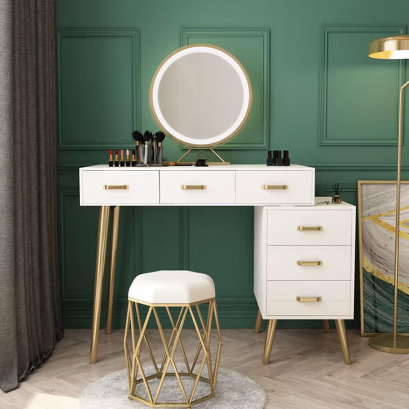 Nordic Light Luxury Dressing Table Bedroom Net Red Ins Wind Storage Cabinet Integrated Modern Minimalist Small Apartment Dressing Table 0018