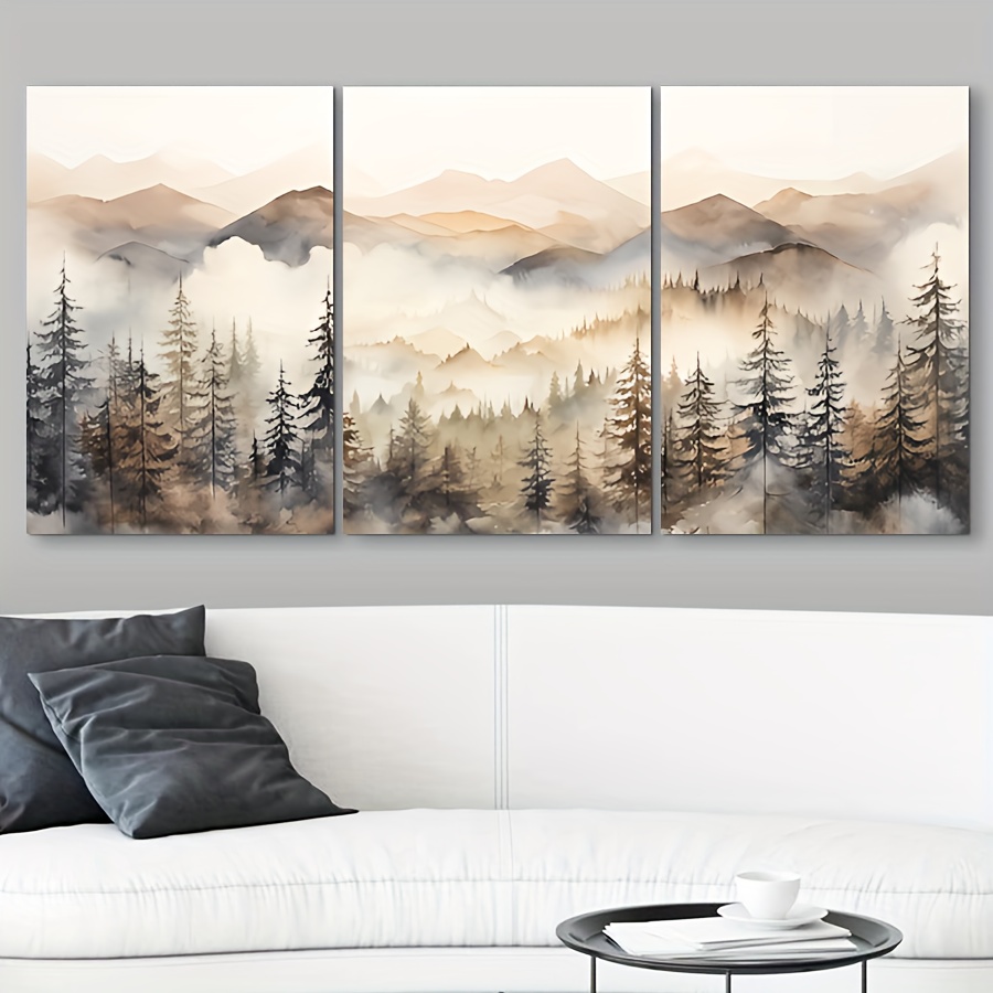 3 pcs Framed Canvas Large Wall Art Abstract Landscape Printed on Canvas for Bedroom Living Room Office Home Decor Ready to Hang