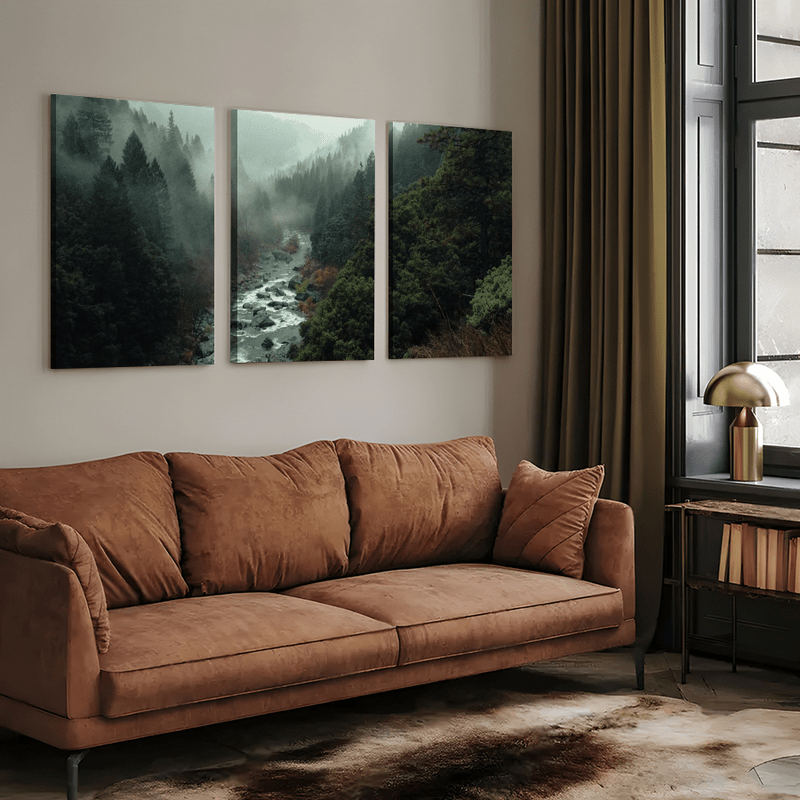 Dark style: Misty forest, capturing the beauty of natural tranquility, suitable for home, bedroom, restaurant, office, creating a peaceful atmosphere, an ideal gift for nature lovers and those seeking spiritual tranquility
