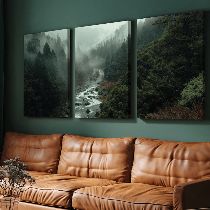 Dark style: Misty forest, capturing the beauty of natural tranquility, suitable for home, bedroom, restaurant, office, creating a peaceful atmosphere, an ideal gift for nature lovers and those seeking spiritual tranquility