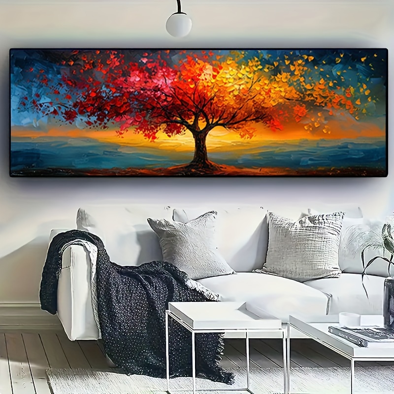 Extra-Large Tree of Life Canvas Print - Abstract Wall Art for Modern Home Decor, Geometric Patterns, Perfect for Living Room, Bedroom, Kitchen & Bathroom - Frameless