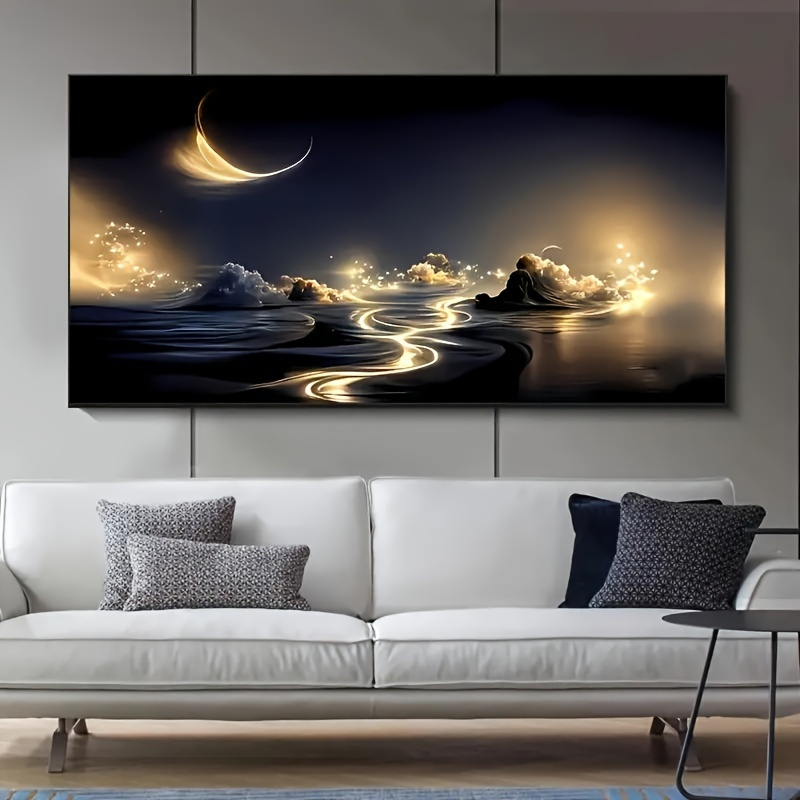 HD1 Thick Wooden Frame Hanging Painting Is Easy to Hang Modern Style Landscape Art, Waterproof Canvas Printing, Home Living Room, Dining Room, Bedroom, Office Decoration Hanging Painting