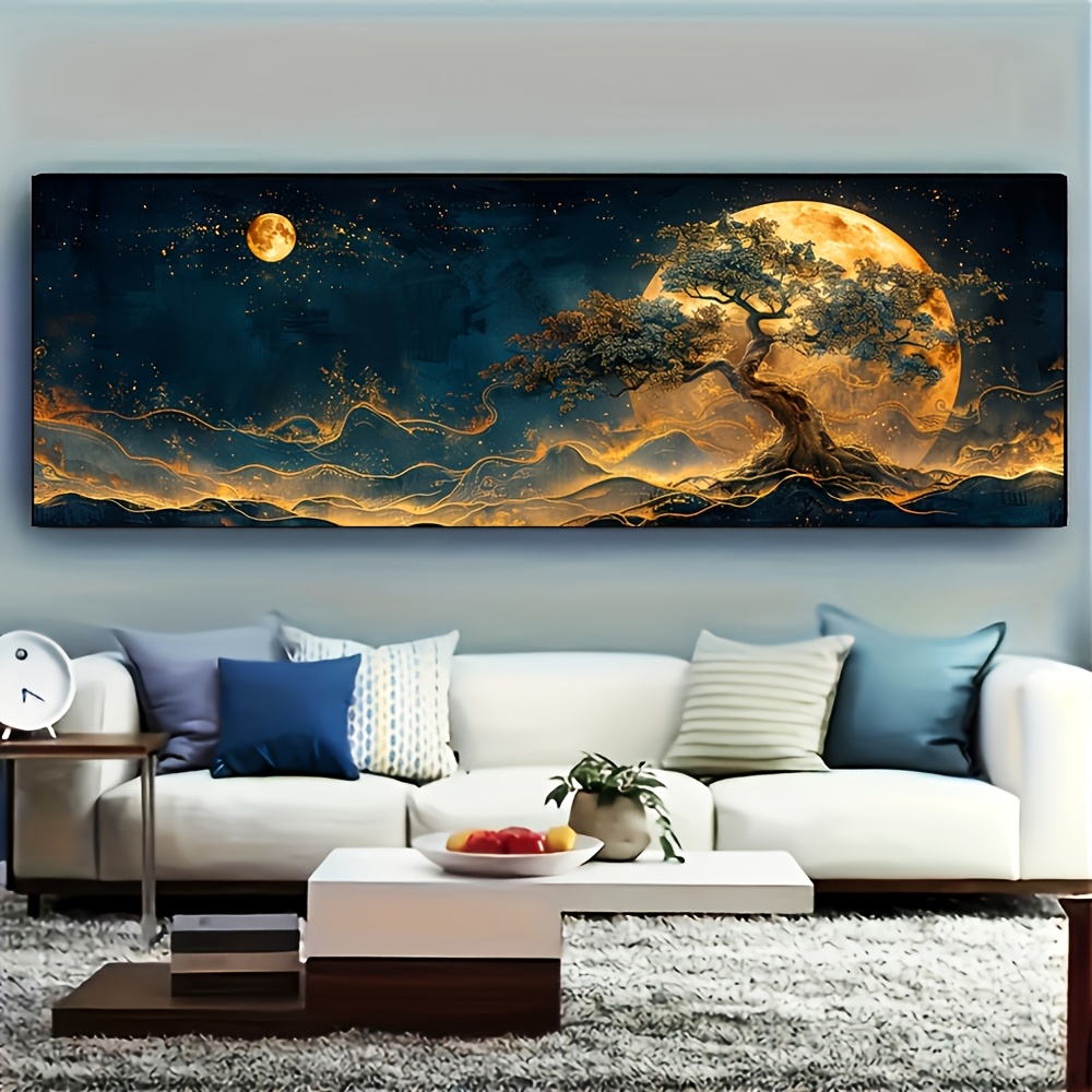 Large Tree Of Life Canvas Painting - Abstract Painting Wall Art - Decorative Art Classic Contemporary Style - Geometric Patterns - Spring And Summer Seasons - Kitchen, Bathroom, Living Room, Bedroom Decoration - Painting Art On Canvas (Frameless)