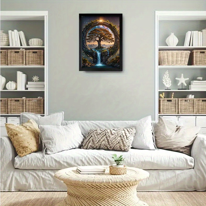 Mysterious Tree of Life Canvas Art - Black Wooden Frame, Ready to Hang Wall Decor for Home & Office, Perfect Gift for Birthdays, Holidays & More, Best for Christmas