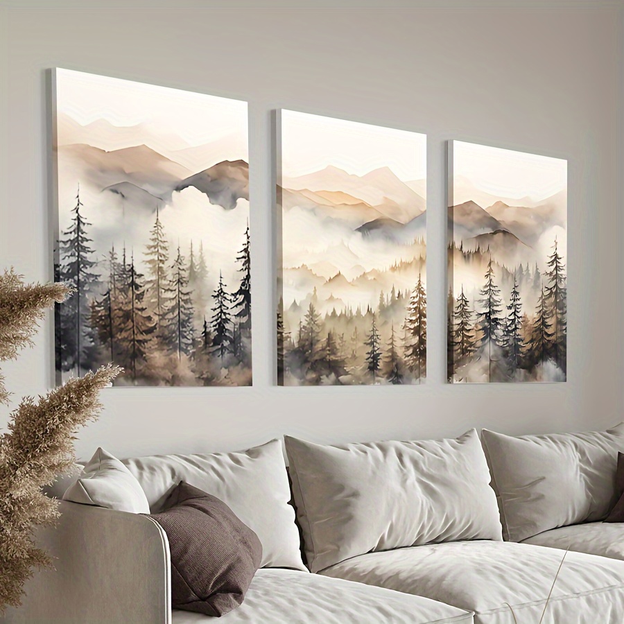 3 pcs Framed Canvas Large Wall Art Abstract Landscape Printed on Canvas for Bedroom Living Room Office Home Decor Ready to Hang