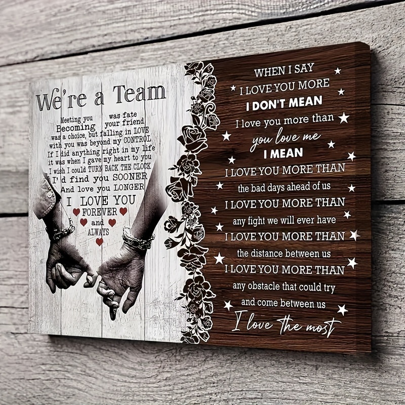 1pc 30x40cm (11.81x15.75in) Wooden With Frame Personalized Couple Canvas, I Love You Couple Gift, Meeting You Was Fate Canvas, Gift For Lover Birthday Anniversary Couple Lover Canvas