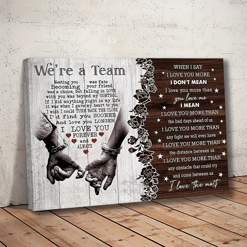 1pc 30x40cm (11.81x15.75in) Wooden With Frame Personalized Couple Canvas, I Love You Couple Gift, Meeting You Was Fate Canvas, Gift For Lover Birthday Anniversary Couple Lover Canvas