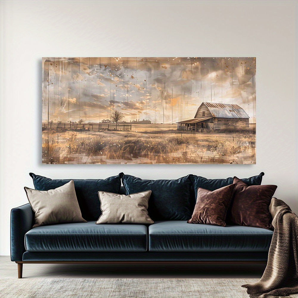 Rustic Barn Landscape Abstract Canvas Wall Art - 1.5