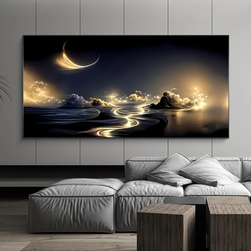 HD1 Thick Wooden Frame Hanging Painting Is Easy to Hang Modern Style Landscape Art, Waterproof Canvas Printing, Home Living Room, Dining Room, Bedroom, Office Decoration Hanging Painting