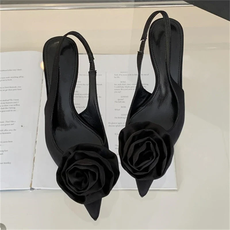 Eilyken Silk Slingback Floral Heels - Pointed Toe Pumps