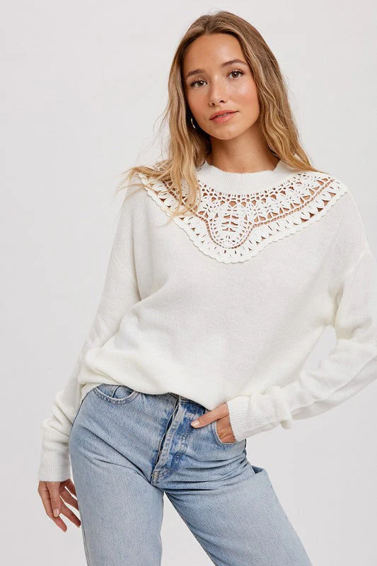 Jeanie Crochet Collar Pullover