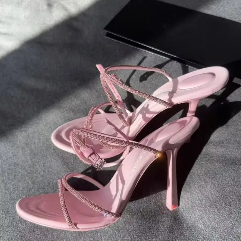 9cm PU Leather High Heel Sandals - Beige/Black
