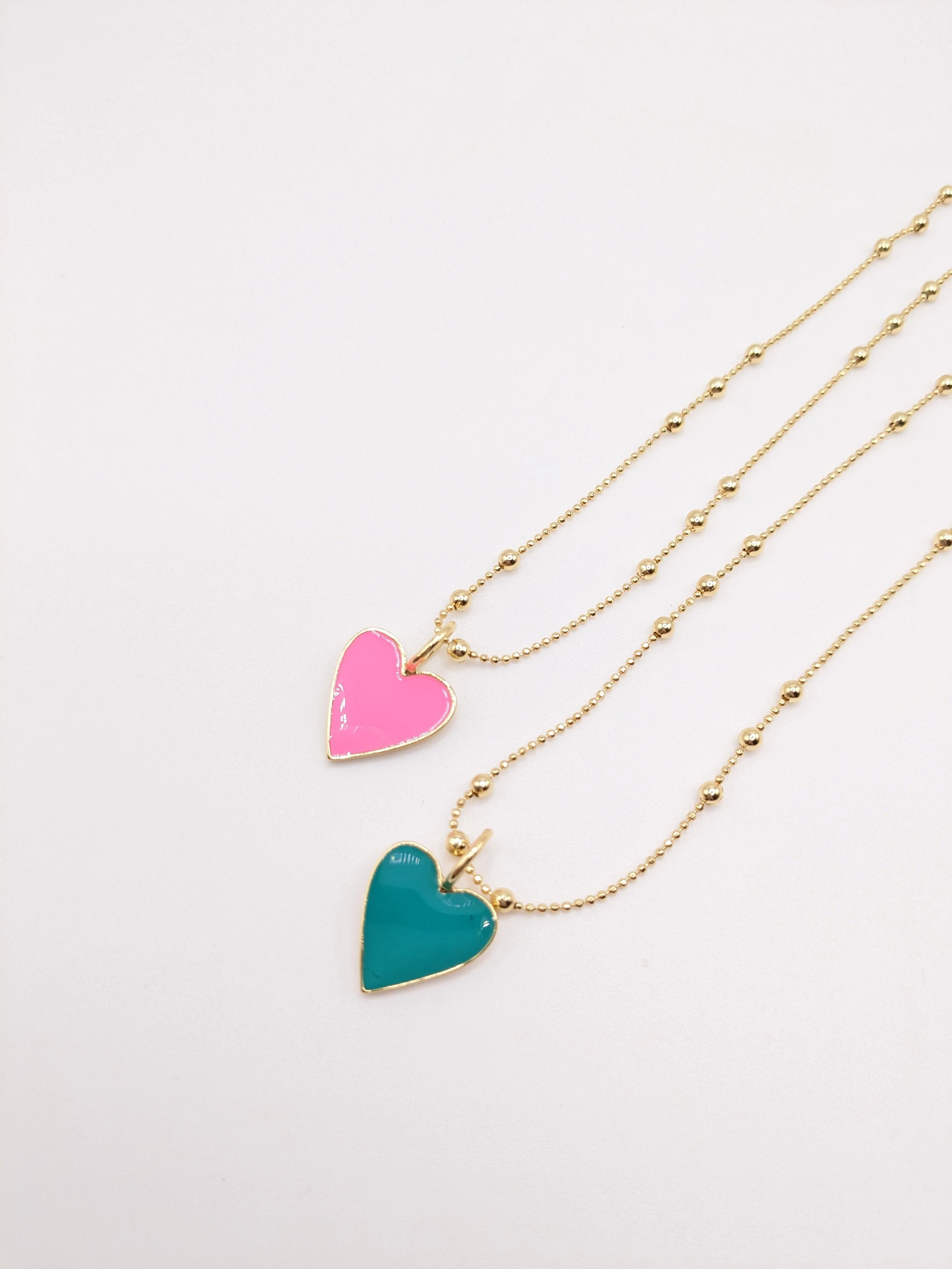 Your Heart + Mine Charm Necklace - Teal