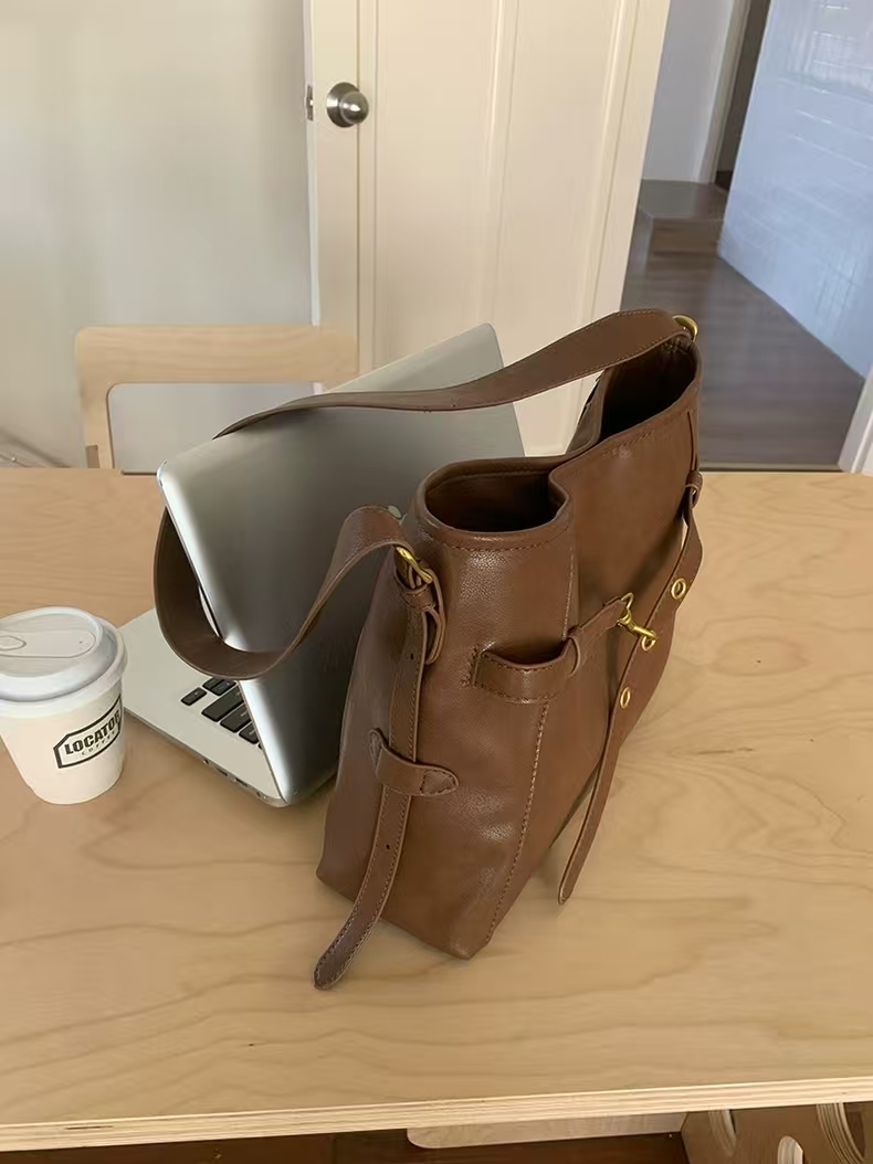 Marrad Retro Tote Bag - Autumn-Winter Korean Version 2025 New Style - Fashionably Simple Single Shoulder Crossbody Large Capacity Casual Bag