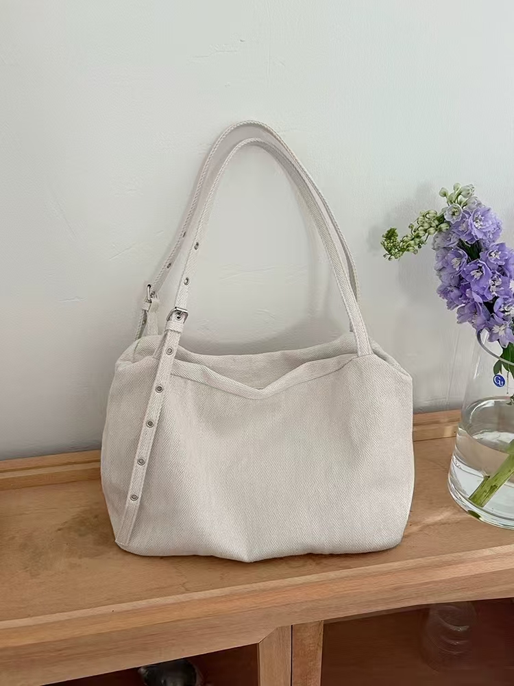 Korean-style relaxed style large-capacity canvas tote bag, 2025 new model, commuting single-shoulder crossbody bag